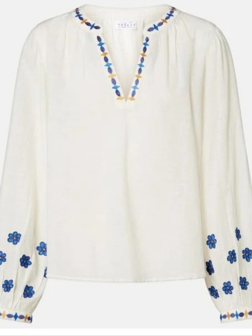 Velvet by Graham & Spencer Amani Embroidered Cotton Blouse